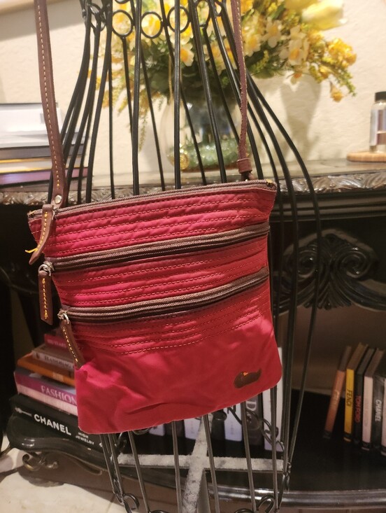 Dooney & Bourke Handbags - Dooney & Bourke red nylon triple-zip crossbody Bag